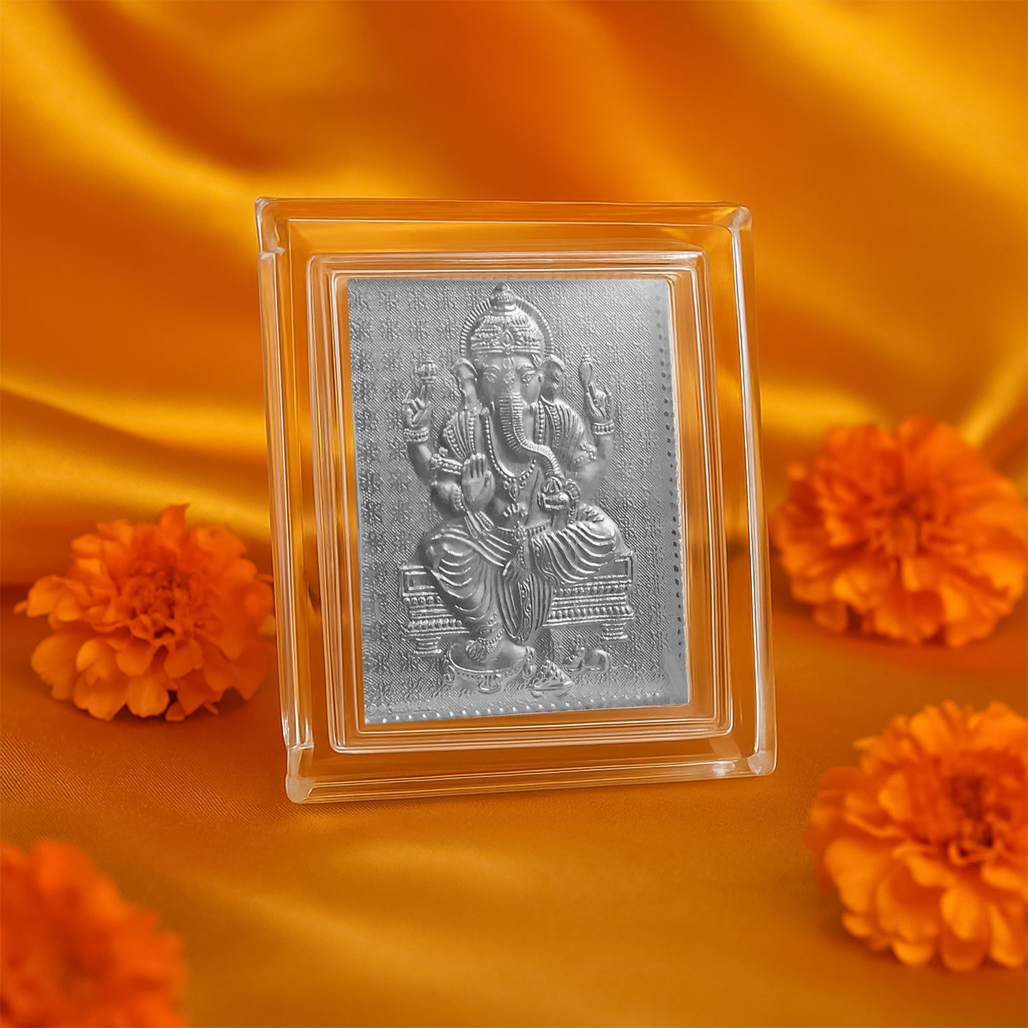 Embossed Silver-Plated Lord Ganesha Photo Frame  (1 Pc) Embossed Silver-Plated Lord Ganesha Photo Frame  (1 Pc)